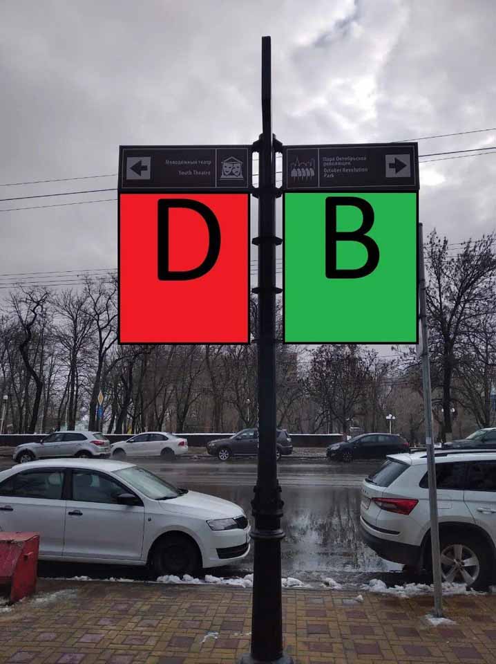 Фотография рекламного носителя, тип: Дорожный указатель, адрес: Советская ул. X Каяни ул., Ростов-на-Дону, Ростовская область, Россия. Сторона Д2 №1087153