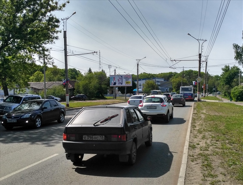 Фотография рекламного носителя, тип: Билборд 3x6, адрес: Полежаева ул., д.180, Саранск, Республика Мордовия, Россия. Сторона Б №596081