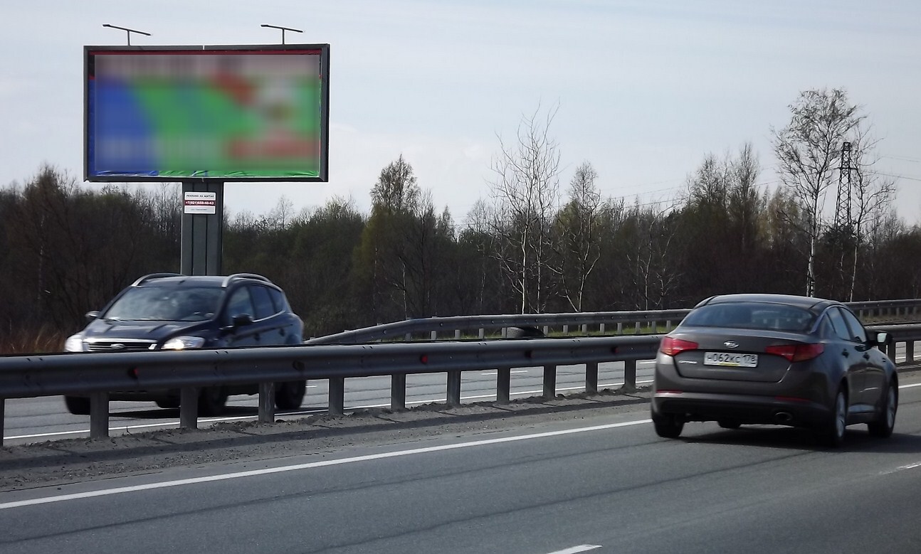 Фотография рекламного носителя, тип: Билборд 3x6, адрес: Мурманское ш., 24 300м, Ленинградская область, Россия. Сторона Б №338896