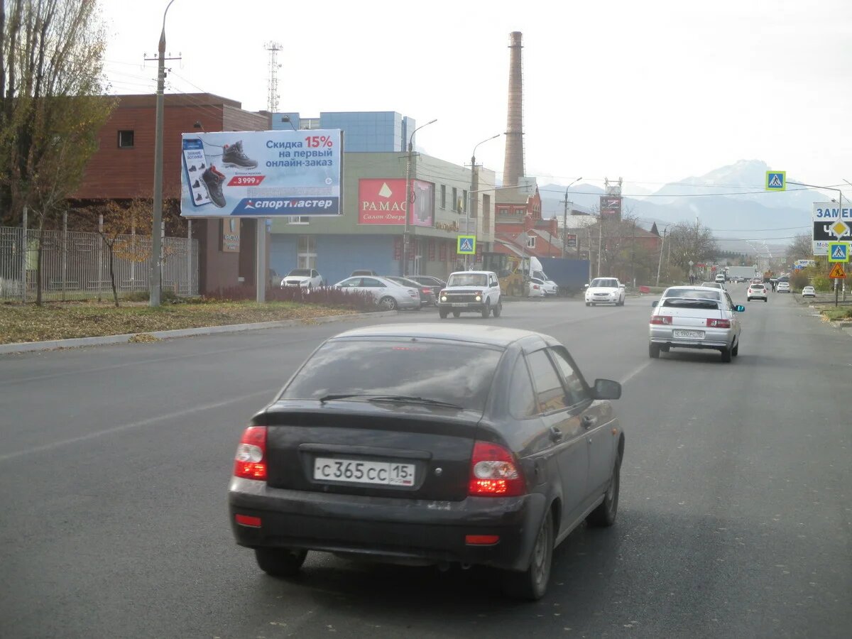 Фотография рекламного носителя, тип: Билборд 3x6, адрес: Мамсурова ул., д.59 Х Галковского ул., Владикавказ, Республика Северная Осетия – Алания, Россия. Сторона Б №451750
