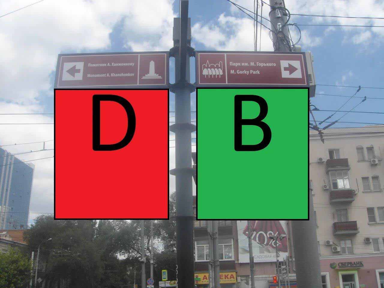 Фотография рекламного носителя, тип: Дорожный указатель, адрес: Красноармейская ул. X Буденновский пр-т., д.57, Ростов-на-Дону, Ростовская область, Россия. Сторона Б1 №1086919