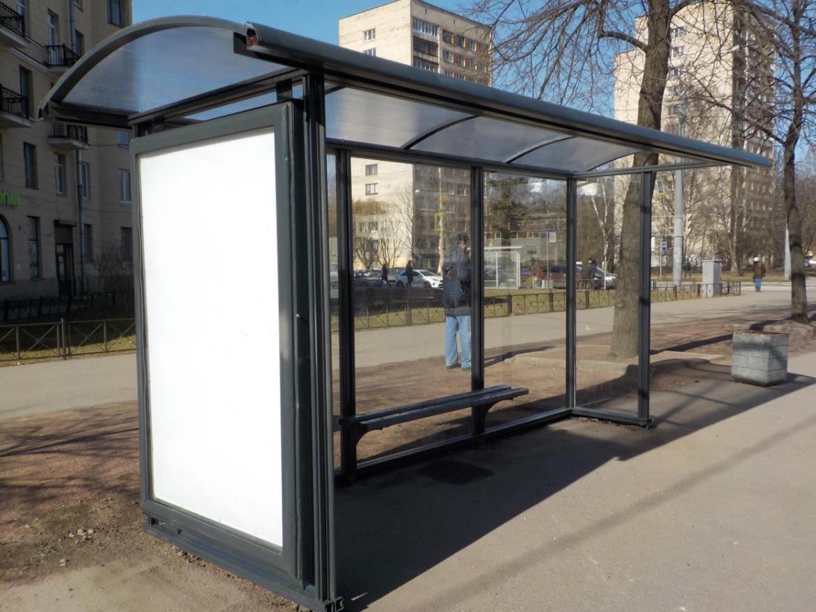 Фотография рекламного носителя, тип: Остановка 1.8x1.2, адрес: Металлистов пр-т. Х Большая Пороховская ул., д.33, Санкт-Петербург, Россия. Сторона Б №811590