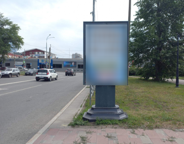 Фотография рекламного носителя, тип: Пилон, адрес: Осипенко ул. Х Мичурина ул., д. 58А, поз.2, Самара, Самарская область, Россия. Сторона А №1080561