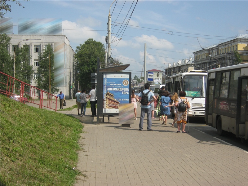 Фотография рекламного носителя, тип: Остановка 1.8x1.2, адрес: Московский пр-т., ост."Выемка", Ярославль, Ярославская область, Россия. Сторона А1 №632939