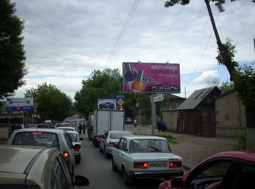 Фотография рекламного носителя, тип: Билборд 3x6, адрес: Соколовая ул. Х Симбирская ул., поз.3, Саратов, Саратовская область, Россия. Сторона A №361644