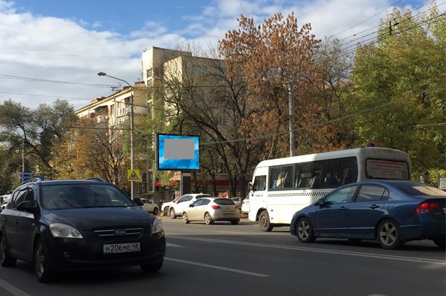 Фотография рекламного носителя, тип: Ситиборд 2.7x3.7, адрес: Красноармейская ул., д.87 Х Ворошиловский пр-т., Ростов-на-Дону, Ростовская область, Россия. Сторона A1-A5 №745894