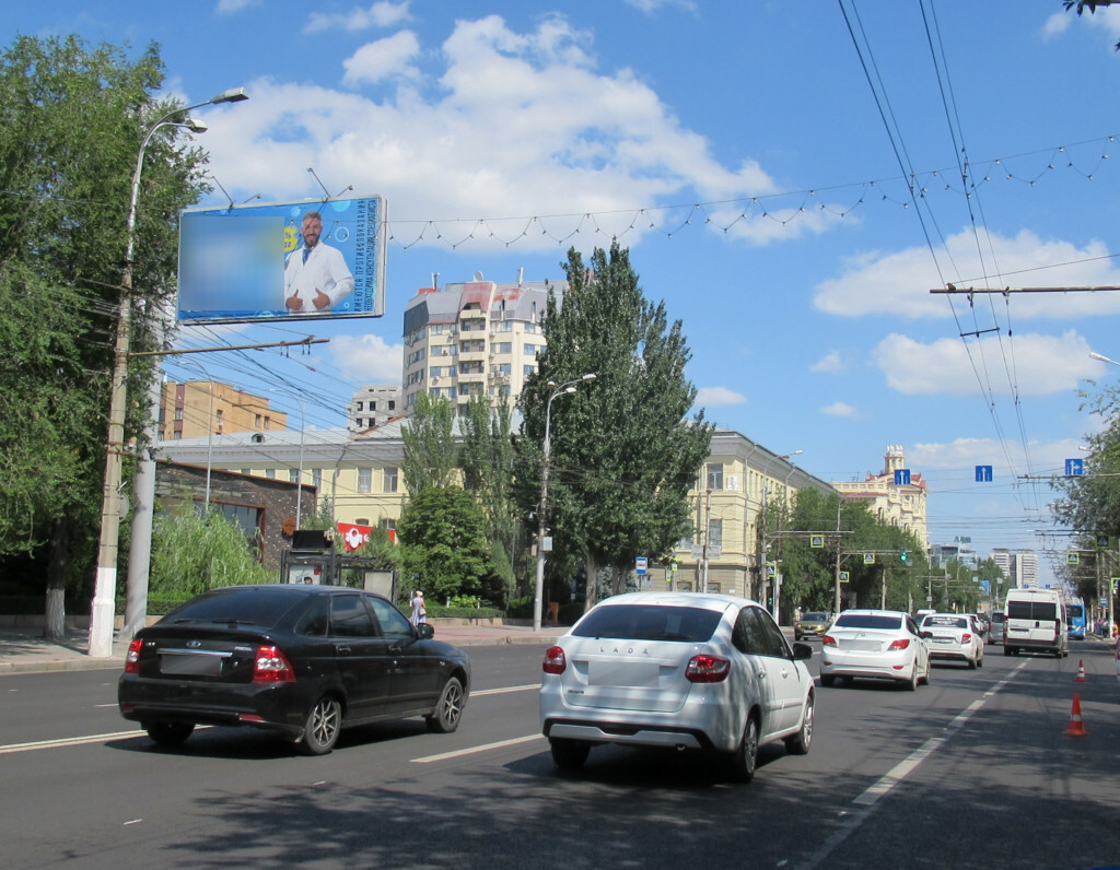 Фотография рекламного носителя, тип: Билборд 3x6, адрес: Рабоче-Крестьянская ул., д.18, Волгоград, Волгоградская область, Россия. Сторона Б №1000725