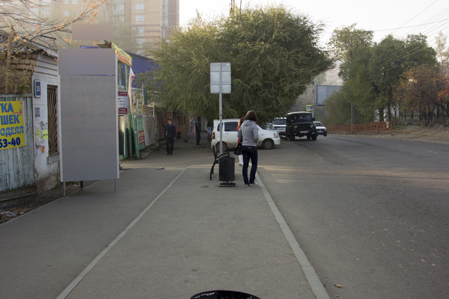 Фотография рекламного носителя, тип: Нестандартный ситиформат, адрес: Гоголя ул., ООТ Свердловский рынок, Иркутск, Иркутская область, Россия. Сторона Б №509527