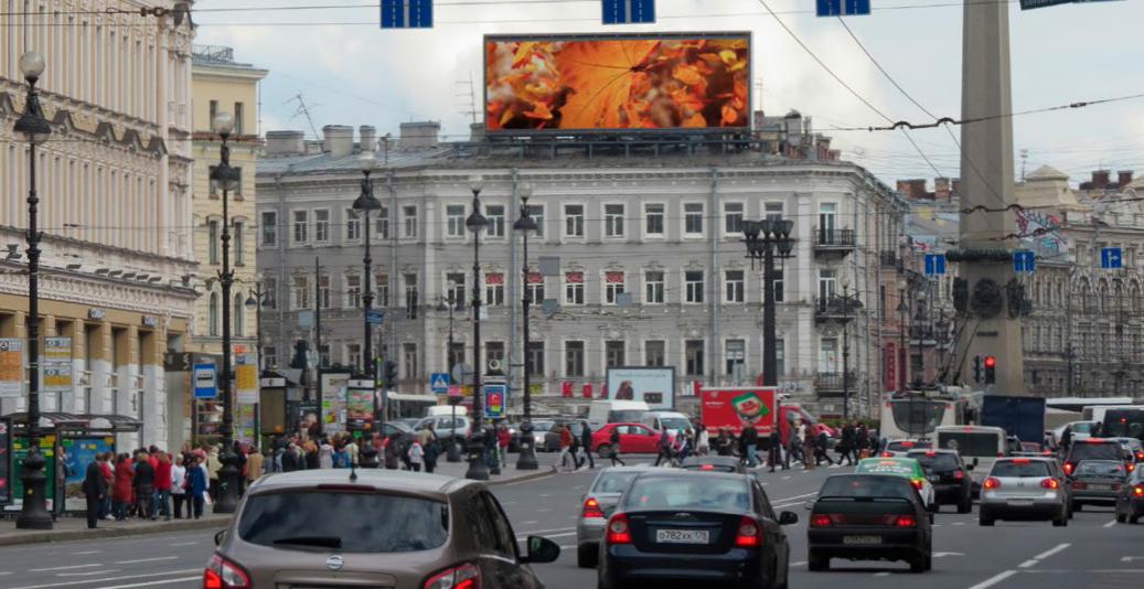 Фотография рекламного носителя, тип: Медиафасад, адрес: Невский пр-т., д.120, Санкт-Петербург, Россия. Сторона A1-А10 №576186