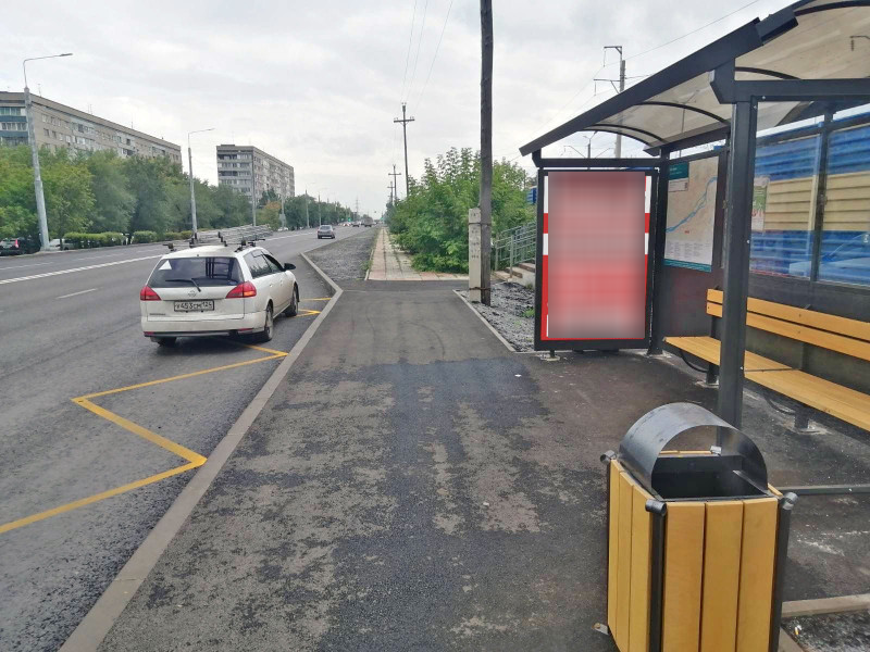 Фотография рекламного носителя, тип: Остановка 1.8x1.2, адрес: Семафорная ул., д.193, Красноярск, Красноярский край, Россия. Сторона А №1098267