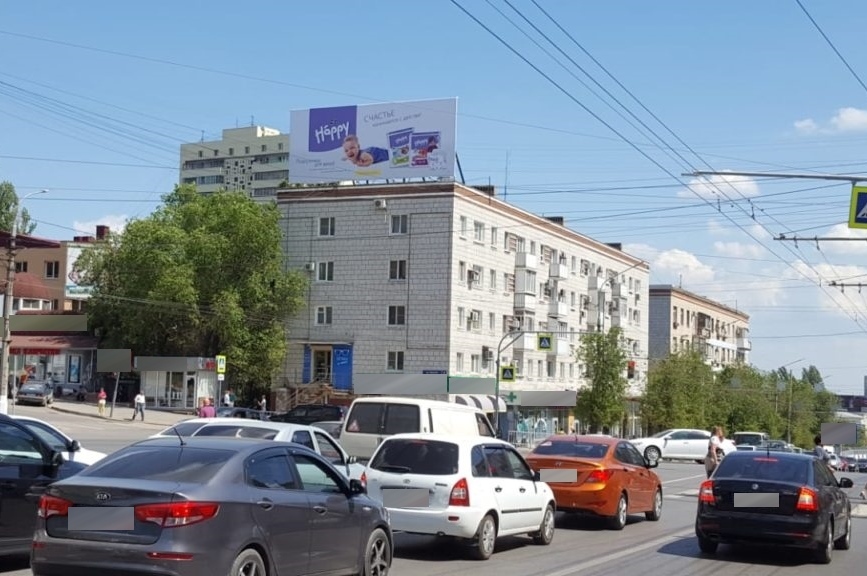 Фотография рекламного носителя, тип: Нестандартный билборд, адрес: Невская ул., д.4 X Новоросийская ул., Волгоград, Волгоградская область, Россия. Сторона A №1000577