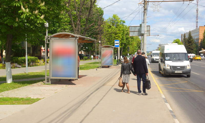 Фотография рекламного носителя, тип: Остановка 1.8x1.2, адрес: Ленина пр-т., д.68, поз.1, Тула, Тульская область, Россия. Сторона B №805920