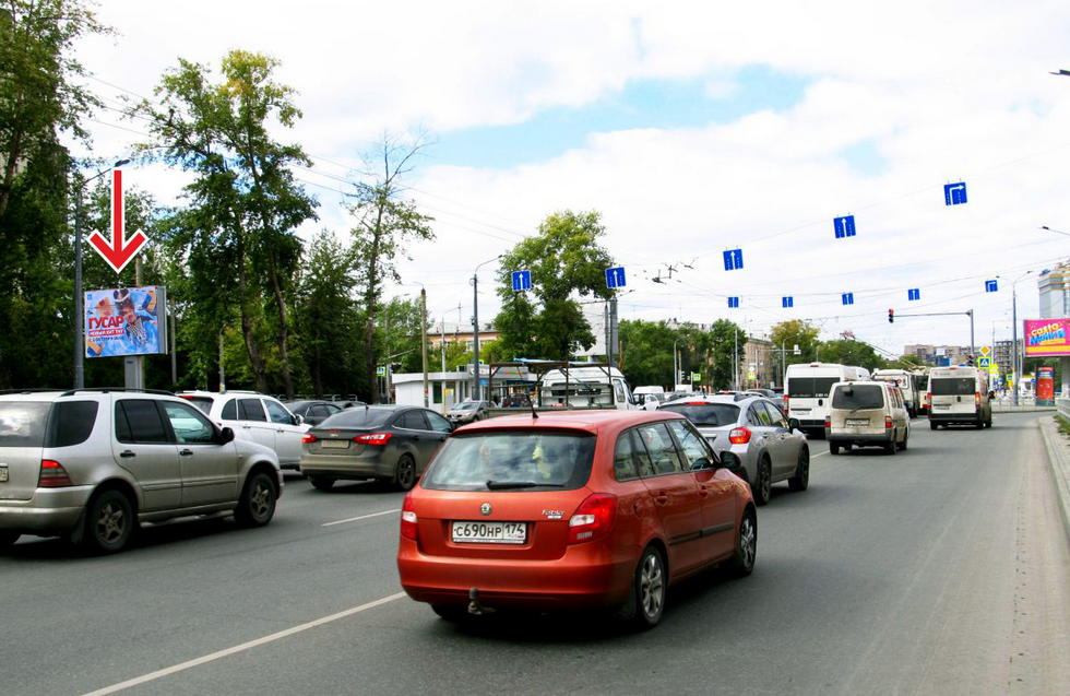 Фотография рекламного носителя, тип: Ситиборд 2.7x3.7, адрес: Ленина пр-т. Х Горького ул., Челябинск, Челябинская область, Россия. Сторона B №392318