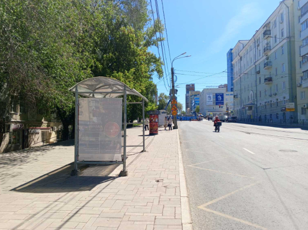 Фотография рекламного носителя, тип: Остановка 1.8x1.2, адрес: Полевая ул.,д.68 Х Галактионовская ул., поз.2, Самара, Самарская область, Россия. Сторона B2 №829468