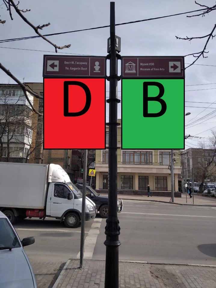 Фотография рекламного носителя, тип: Дорожный указатель, адрес: Красноармейская ул. X Ворошиловский пр-т., Ростов-на-Дону, Ростовская область, Россия. Сторона Д1 №1086927