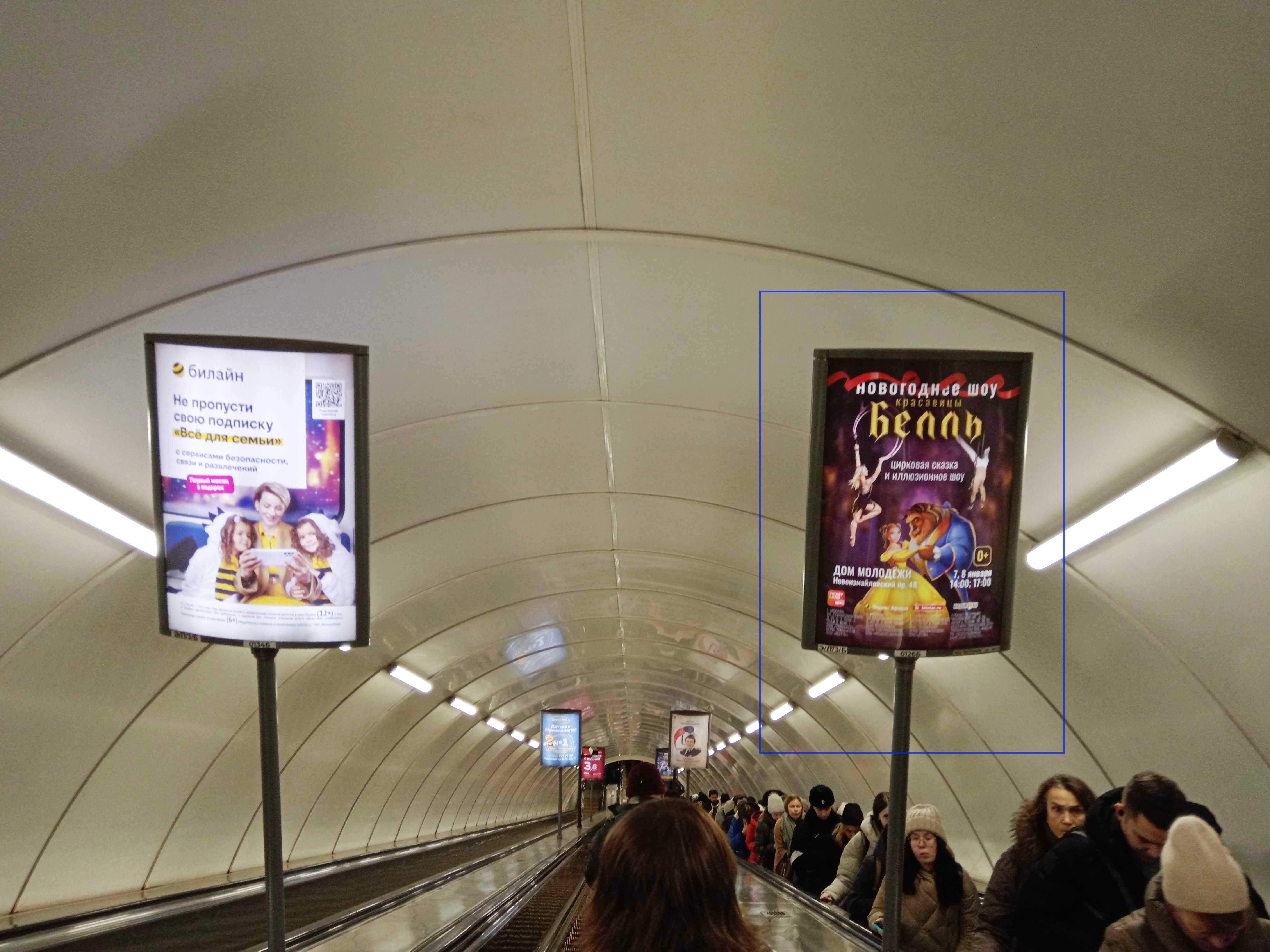 Фотография рекламного носителя, тип: Лайтбокс, адрес: Станция метро «Василеостровская», линия Невско-Василеостровская, Санкт-Петербург, Россия. Сторона/вариант Б №1062985