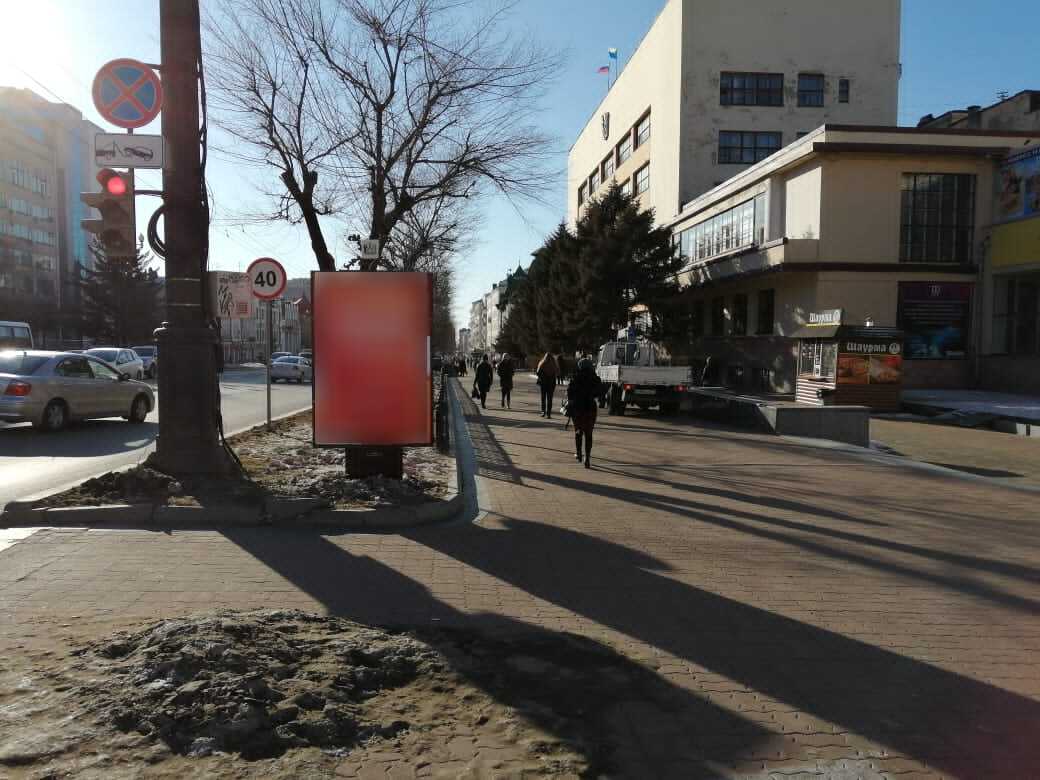 Фотография рекламного носителя, тип: Ситиформат 1.8x1.2, адрес: Муравьева-Амурского ул., д.19 Х Запарина ул., Хабаровск, Хабаровский край, Россия. Сторона А №971677