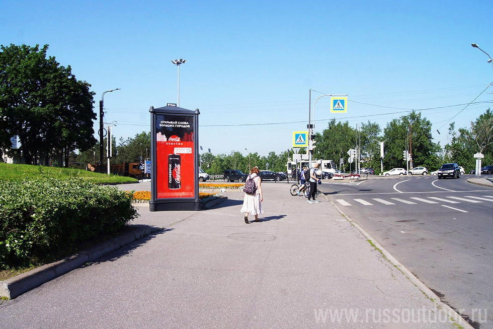 Фотография рекламного носителя, тип: Пиллар 3x1.4, адрес: Северный пр-т. Х Тореза пр-т., д.95, Санкт-Петербург, Россия. Сторона Б №776093