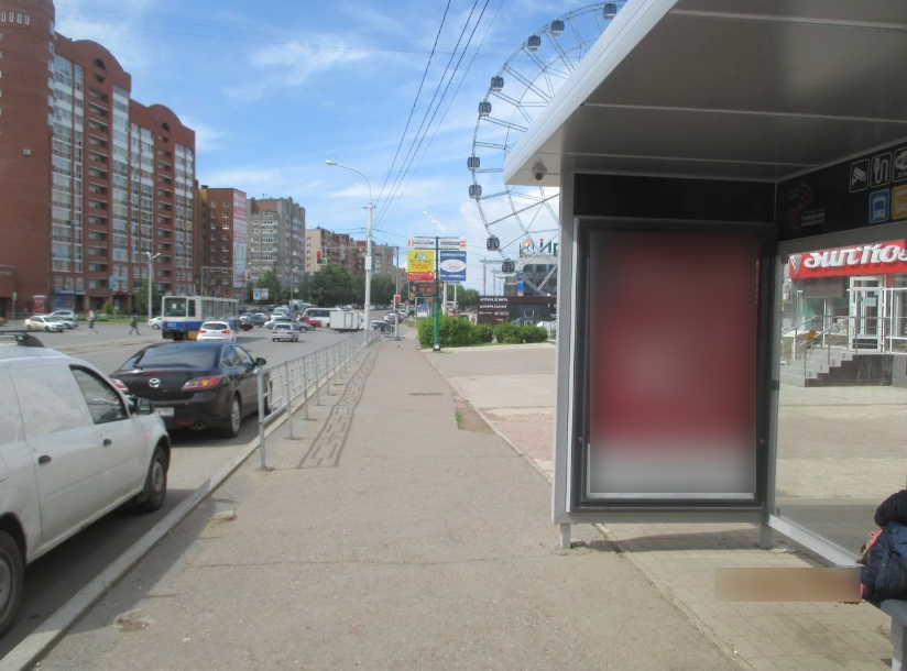 Фотография рекламного носителя, тип: Остановка 1.8x1.2, адрес: Менделеева ул., д.141, Уфа, Республика Башкортостан, Россия. Сторона А №827438