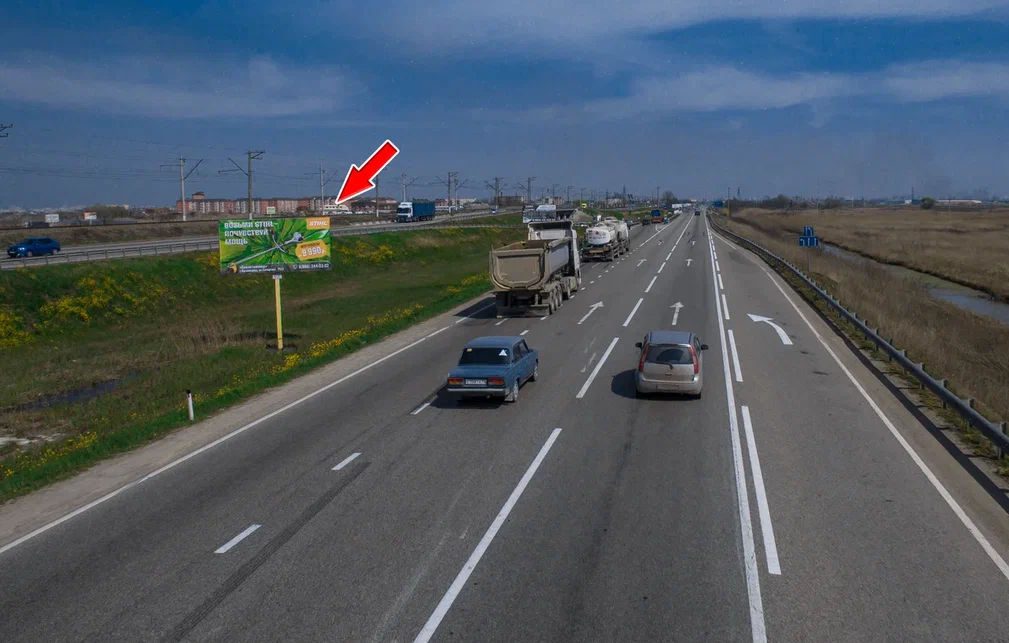 Фотография рекламного носителя, тип: Билборд 3x6, адрес: Краснодар-Новороссийск а/д, 19 098м, Краснодар, Краснодарский край, Россия. Сторона А №477988