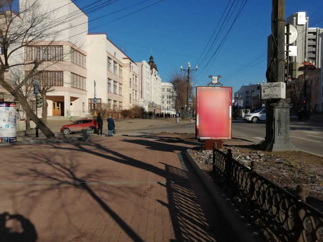 Фотография рекламного носителя, тип: Ситиформат 1.8x1.2, адрес: Муравьева-Амурского ул., д.19 Х Запарина ул., Хабаровск, Хабаровский край, Россия. Сторона Б №971678