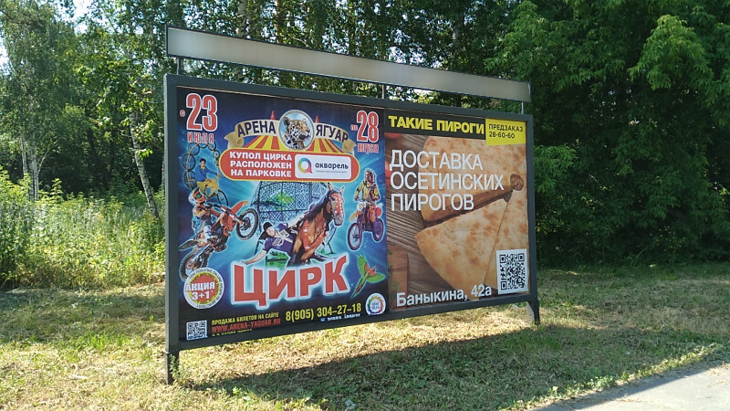 Фотография рекламного носителя, тип: Афиша 1.75x1.8, адрес: Баныкина ул., остановка «Аэрохолл», поз.1, Тольятти, Самарская область, Россия. Сторона A2 №1093742