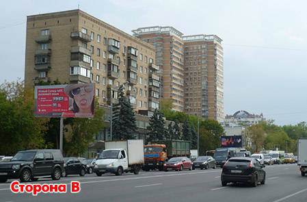 Фотография рекламного носителя, тип: Билборд 3x6, адрес: Можайское ш., д.10, Москва, Россия. Сторона Б №443904