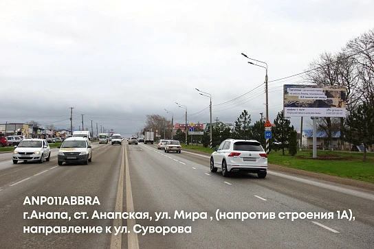 Фотография рекламного носителя, тип: Билборд 3x6, адрес: Мира ул., д.1А, Анапа, Краснодарский край, Россия. Сторона A №1002032