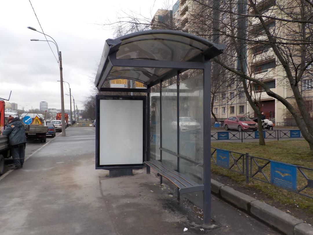 Фотография рекламного носителя, тип: Остановка 1.8x1.2, адрес: Парашютная ул., д.22, Санкт-Петербург, Россия. Сторона А №811593