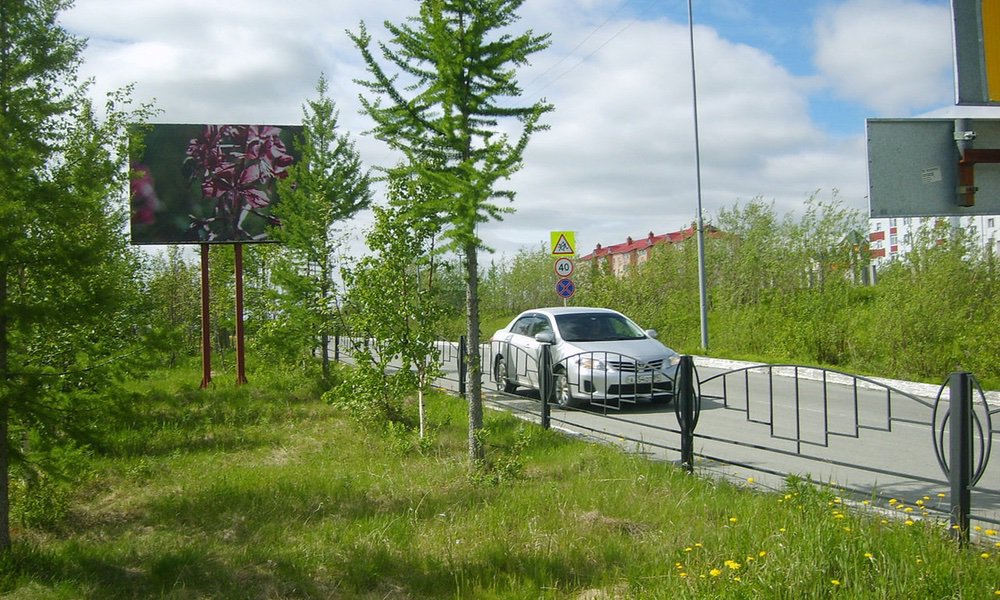 Фотография рекламного носителя, тип: Билборд 2x3, адрес: Лабытнанги г., Студенческая ул., д.42, поз.2, Салехард, Ямало-Ненецкий автономный округ, Россия. Сторона Б №675214