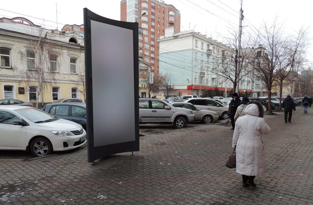 Фотография рекламного носителя, тип: Пиллар 3x1.4, адрес: Мира ул., д.39, Красноярск, Красноярский край, Россия. Сторона С №544189
