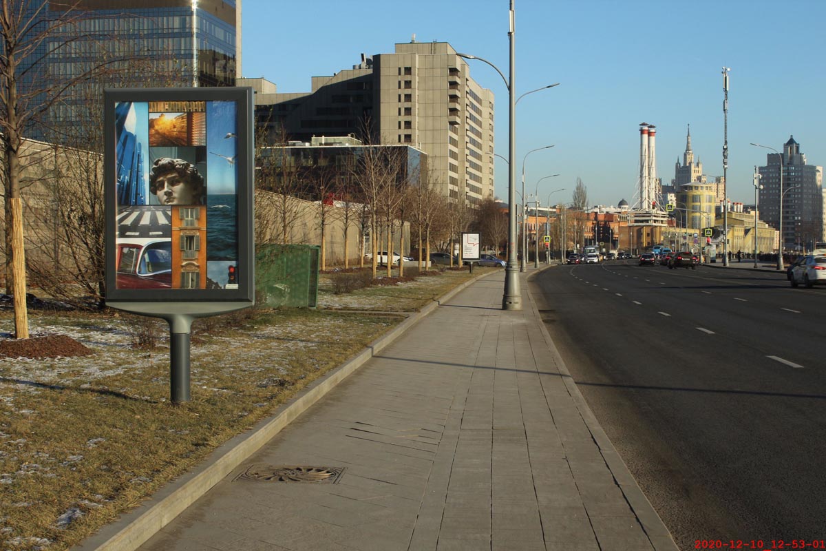 Фотография рекламного носителя, тип: Ситиформат 1.8x1.2, адрес: Краснопресненская наб., парк Красная Пресня, поз.3, Москва, Россия. Сторона В №849427