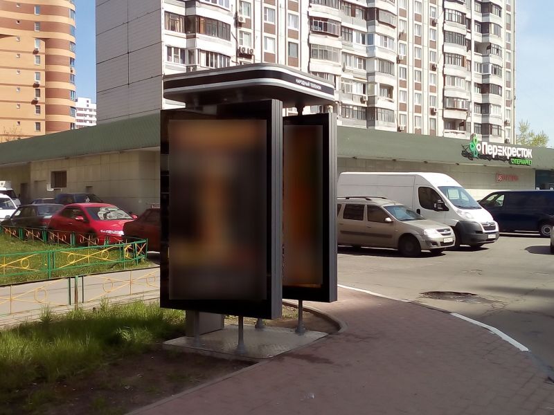 Фотография рекламного носителя, тип: Ситиформат 1.8x1.2, адрес: Молодежная ул., д.4, Химки, Московская область, Россия. Сторона Б1 №615453