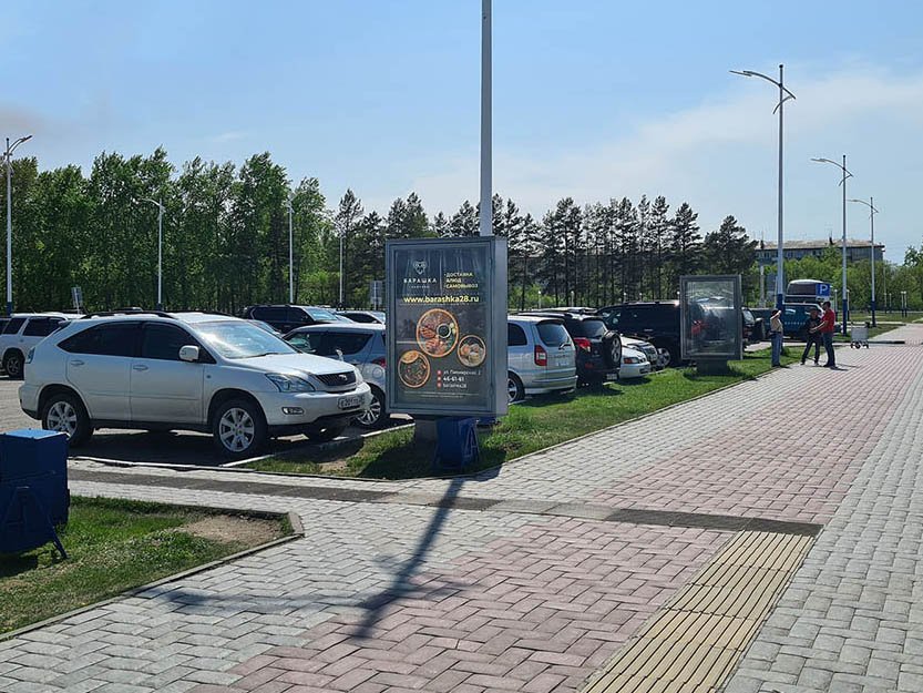 Фотография рекламного носителя, тип: Ситиформат 1.8x1.2, адрес: Привокзальная пл., поз.4, Благовещенск, Республика Башкортостан, Россия. Сторона A №1022101