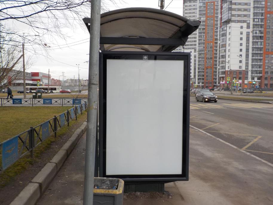 Фотография рекламного носителя, тип: Остановка 1.8x1.2, адрес: Парашютная ул., д.22, Санкт-Петербург, Россия. Сторона Б №811594