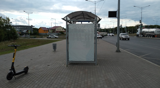 Фотография рекламного носителя, тип: Остановка 1.8x1.2, адрес: Московское ш. Х Алма-Атинская ул., Самара, Самарская область, Россия. Сторона B2 №828735