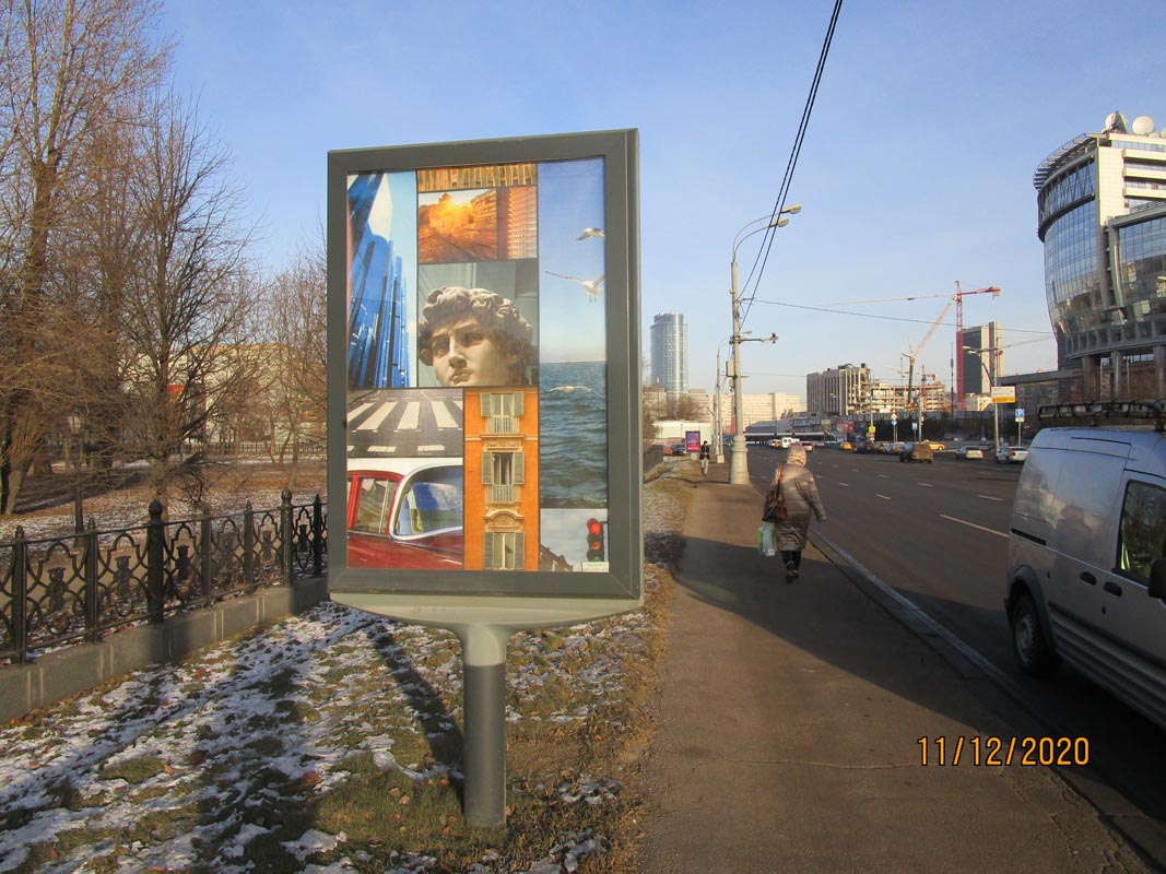 Фотография рекламного носителя, тип: Ситиформат 1.8x1.2, адрес: Олимпийский пр-т., д.10, напротив, поз.3, Москва, Россия. Сторона В №849492