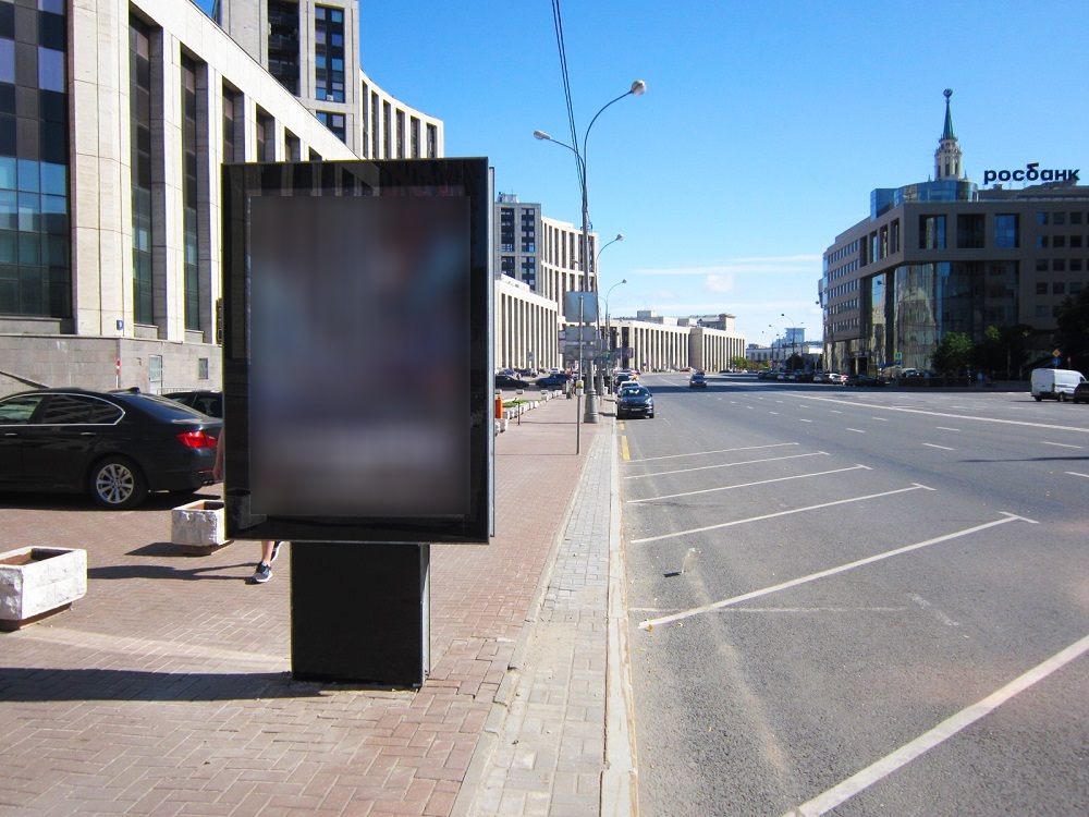 Фотография рекламного носителя, тип: Ситиформат 1.8x1.2, адрес: Академика Сахарова пр-т., д.9 X Докучаев пер., Москва, Россия. Сторона B №1055719