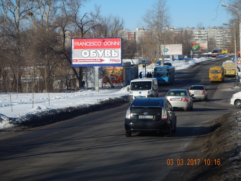 Фотография рекламного носителя, тип: Билборд 3x6, адрес: Даниловского ул., д.14, Хабаровск, Хабаровский край, Россия. Сторона Б №482035