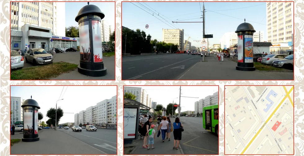 Фотография рекламного носителя, тип: Пиллар 3x1.4, адрес: Татарстан ул., д.11, Казань, Республика Татарстан, Россия. Сторона А1 №1021829