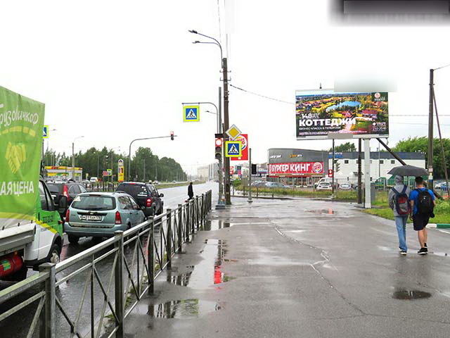 Фотография рекламного носителя, тип: Билборд 3x6, адрес: Дальневосточный пр-т., д.22, корп.1 Х Антонова-Овсеенко ул., Санкт-Петербург, Россия. Сторона Ah1-Ah4 №721186