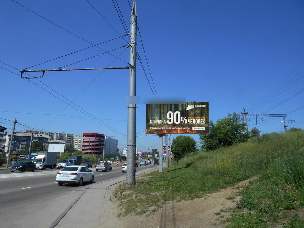 Фотография рекламного носителя, тип: Билборд 3x6, адрес: Объездная а/д, Первомайский мкрн. Х Сергеева ул., поз.1, Иркутск, Иркутская область, Россия. Сторона A №811666