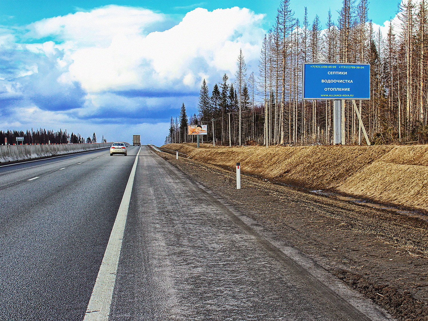 Фотография рекламного носителя, тип: Билборд 3x6, адрес: Новоприозерское ш., 48 372м, Ленинградская область, Россия. Сторона A №628467