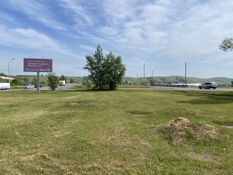 Фотография рекламного носителя, тип: Билборд 3x6, адрес: Енисейский тр-т., д.51, на кольце транспортной развязки, Красноярск, Красноярский край, Россия. Сторона Б №1046594