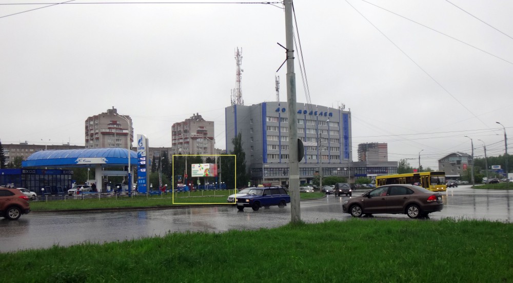 Фотография рекламного носителя, тип: Билборд 3x6, адрес: Ворошилова ул. Х Автозаводская ул. Х Петрова ул., АЗС Газпром, Ижевск, Республика Удмуртия, Россия. Сторона A3 №670773