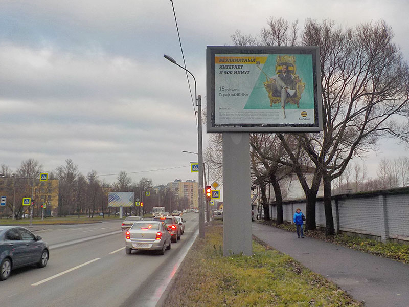 Фотография рекламного носителя, тип: Ситиборд 2.7x3.7, адрес: Народного Ополчения пр-т., д.26, Санкт-Петербург, Россия. Сторона А №639152