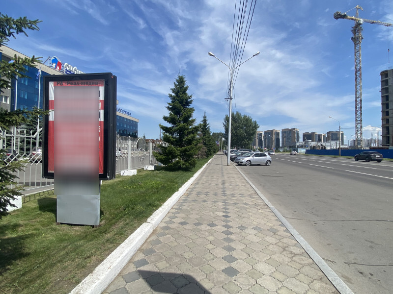 Фотография рекламного носителя, тип: Ситиформат 1.8x1.2, адрес: Октябрьская ул. Х Авиаторов ул., д.19, Красноярск, Красноярский край, Россия. Сторона Б №848276