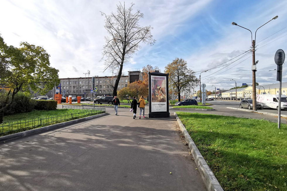 Фотография рекламного носителя, тип: Пиллар 3x1.4, адрес: Обводного канала наб., д.118, корп.7, Санкт-Петербург, Россия. Сторона Б №724888