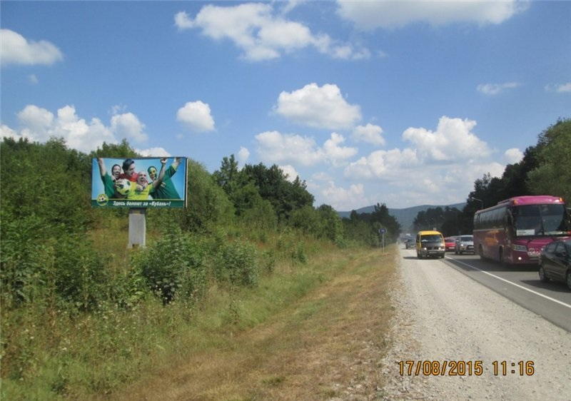 Фотография рекламного носителя, тип: Билборд 3x6, адрес: Краснодар-Джубга а/д М4, 1398 023м, Краснодар, Краснодарский край, Россия. Сторона Б №1021152