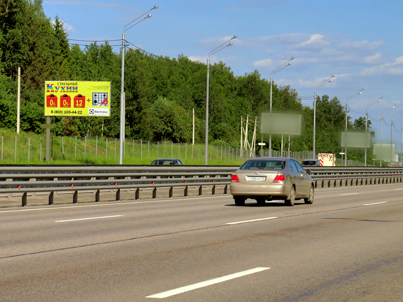Фотография рекламного носителя, тип: Билборд 3x6, адрес: Новорижское ш., 46 800м, Московская область, Россия. Сторона Б №443806